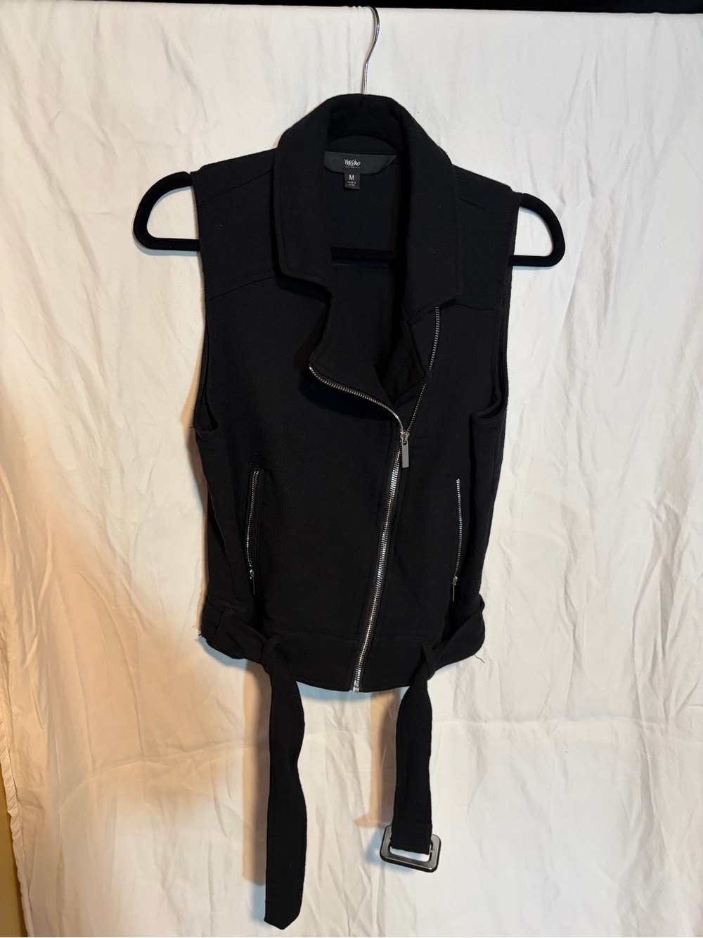 Mossimo Supply Co. Black Sleeveless Moto Vest with Belt